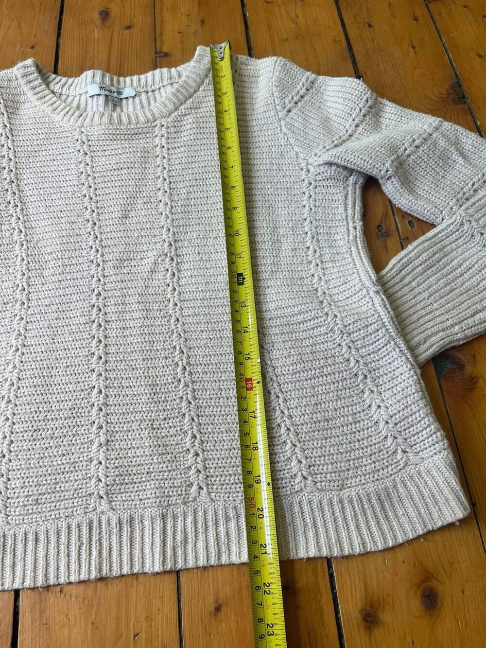 Madewell Women's Cream Textured Cable Knit Crewneck Sweater Small - Picture 5 of 7